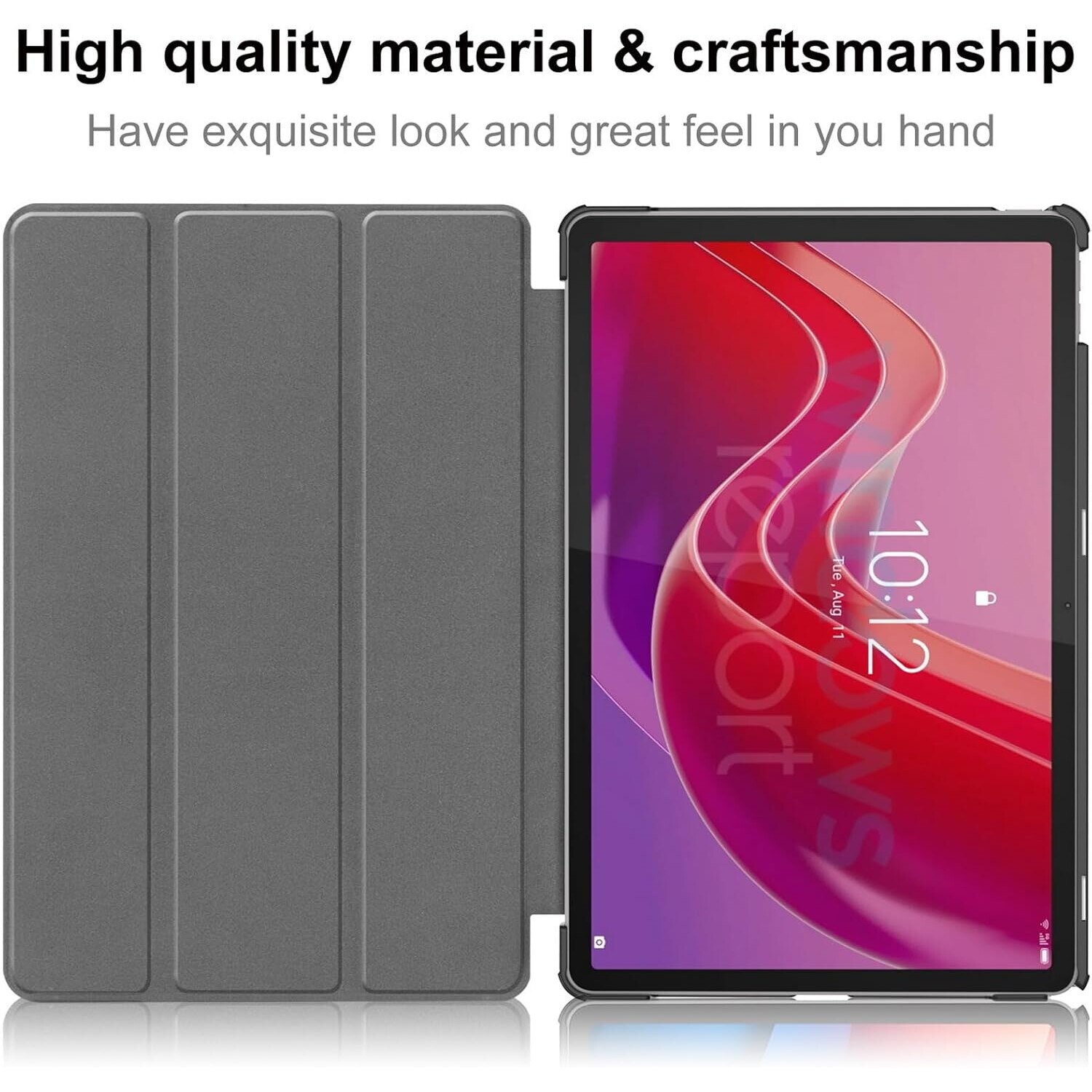 Husa pentru tableta Lenovo Tab M11, piele PU, Folio Slim Stand Tri-Fold Hard Case protejeaza tableta, functie Sleep/Wake, albastru marin