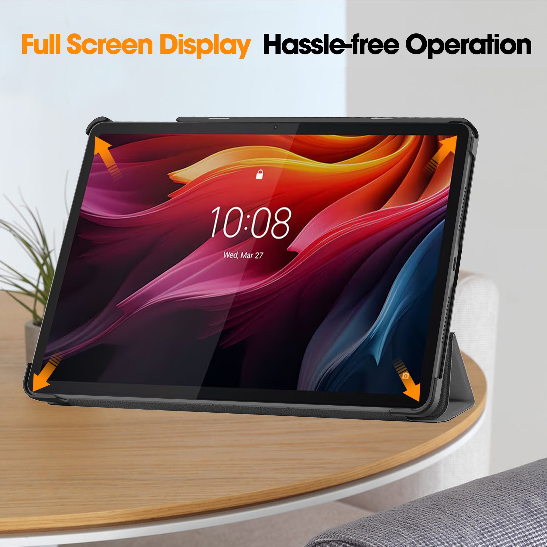 Husa pentru tableta Lenovo Tab M11, piele PU, Folio Slim Stand Tri-Fold Hard Case protejeaza tableta, functie Sleep/Wake, negru