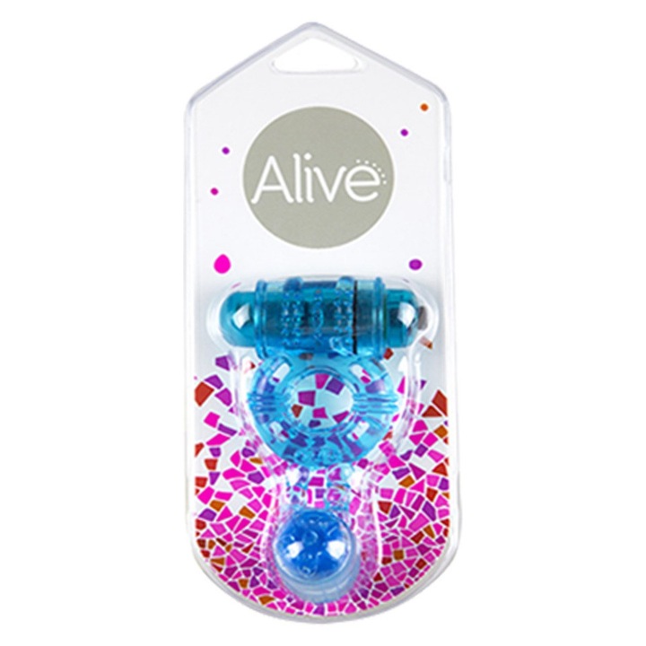 Пръстени за пенис Alive, вибратор, син, TPE