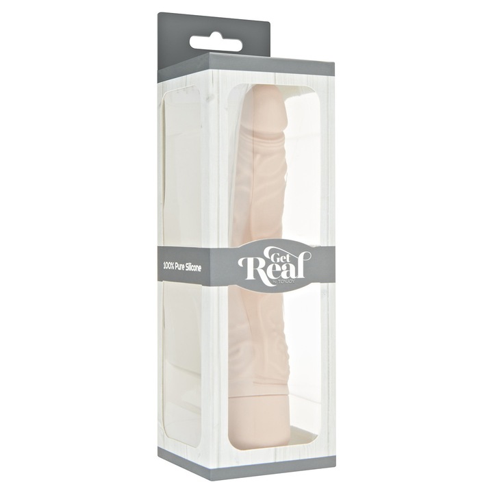 Класически тънък вибратор, Seven Creations, 7 вида вибрации, бежов цвят, работи с 2 AA батерии