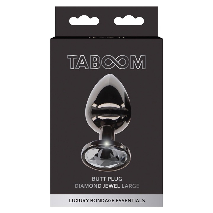 Anális dugó, Taboom gyémánt ékszerrel L, alumínium, fekete