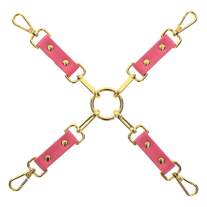 Розов комплект за робство, Taboom, екокожа, позлатени метални детайли