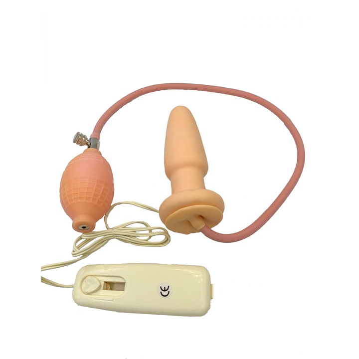 Anális dugó vibrációval Power Escorts BR234, 10x4,5cm, szilikon, bézs