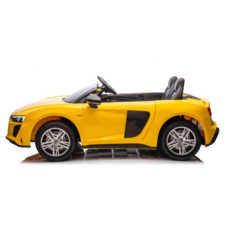 Ramiz Audi Spyder R8 LIFT elektromos autó, 2 üléses, sárga, 175x105x65cm, zenével és LED lámpákkal