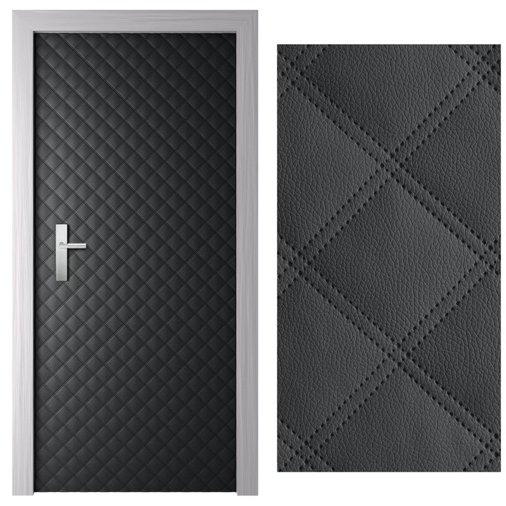 Tapiserie usa Sonic, 110x213cm, ecopiele grafit, design captusit 3D