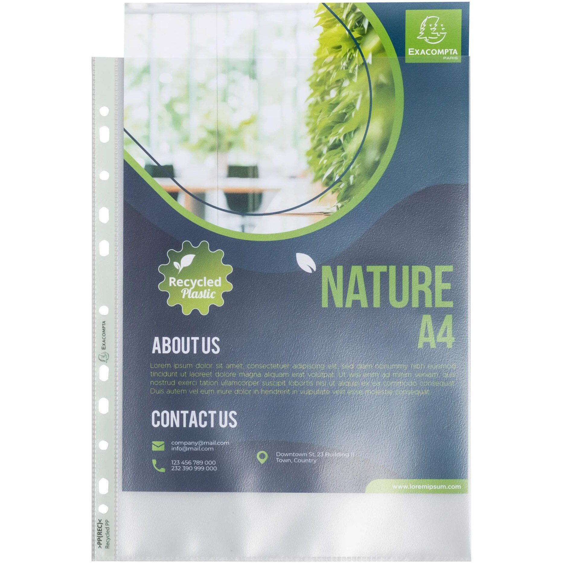 Folie de protectie Exacompta Forever, PP reciclat, 90 microni, A4, coaja portocala, 50 buc/pachet