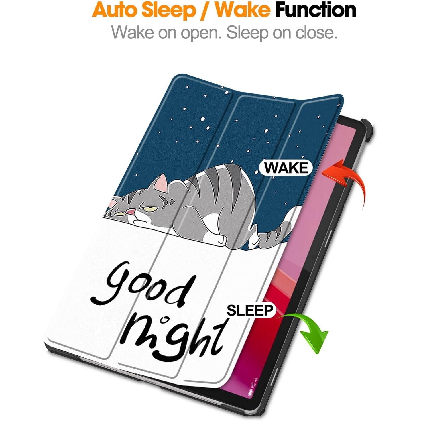 Husa pentru tableta Lenovo Tab M11, piele PU, Folio Slim Stand Tri-Fold Hard Case protejeaza tableta, functie Sleep/Wake, Multicolor
