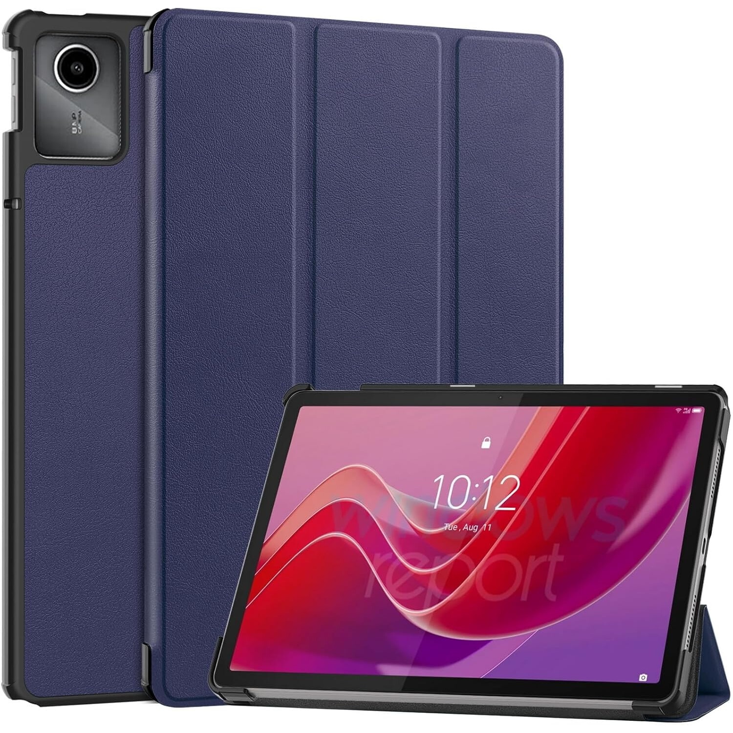 Husa pentru tableta Lenovo Tab M11, piele PU, Folio Slim Stand Tri-Fold Hard Case protejeaza tableta, functie Sleep/Wake, albastru marin