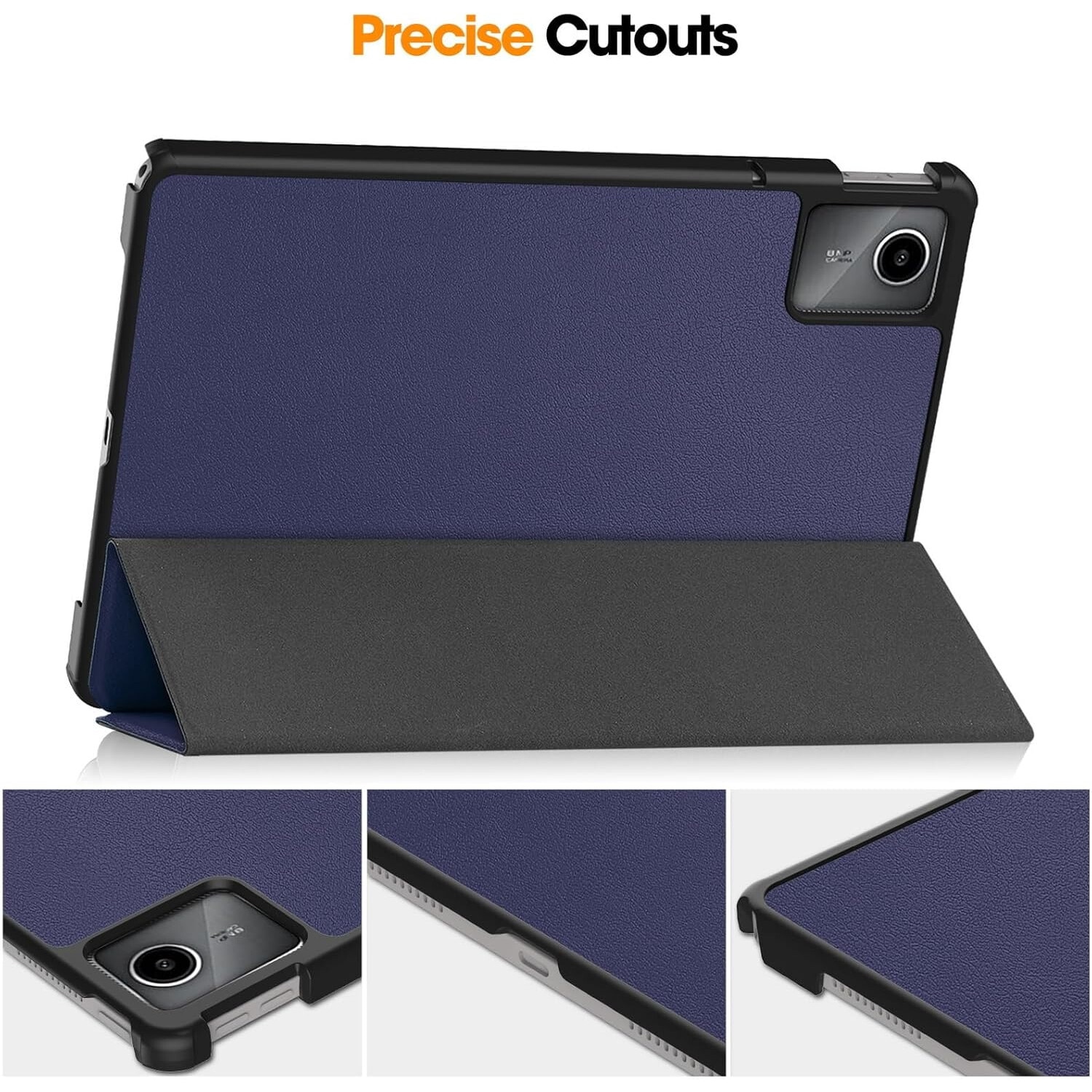Husa pentru tableta Lenovo Tab M11, piele PU, Folio Slim Stand Tri-Fold Hard Case protejeaza tableta, functie Sleep/Wake, albastru marin
