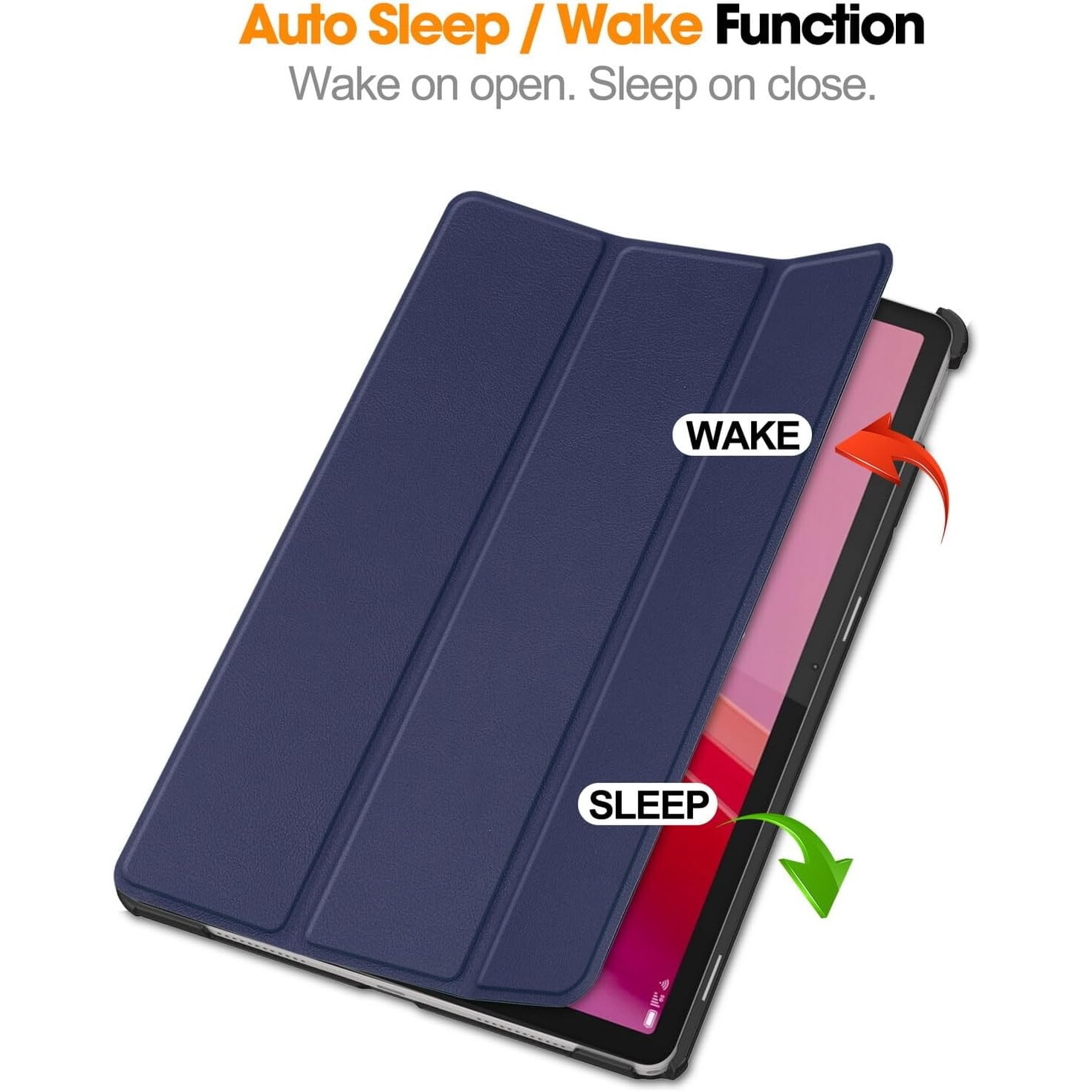 Husa pentru tableta Lenovo Tab M11, piele PU, Folio Slim Stand Tri-Fold Hard Case protejeaza tableta, functie Sleep/Wake, albastru marin