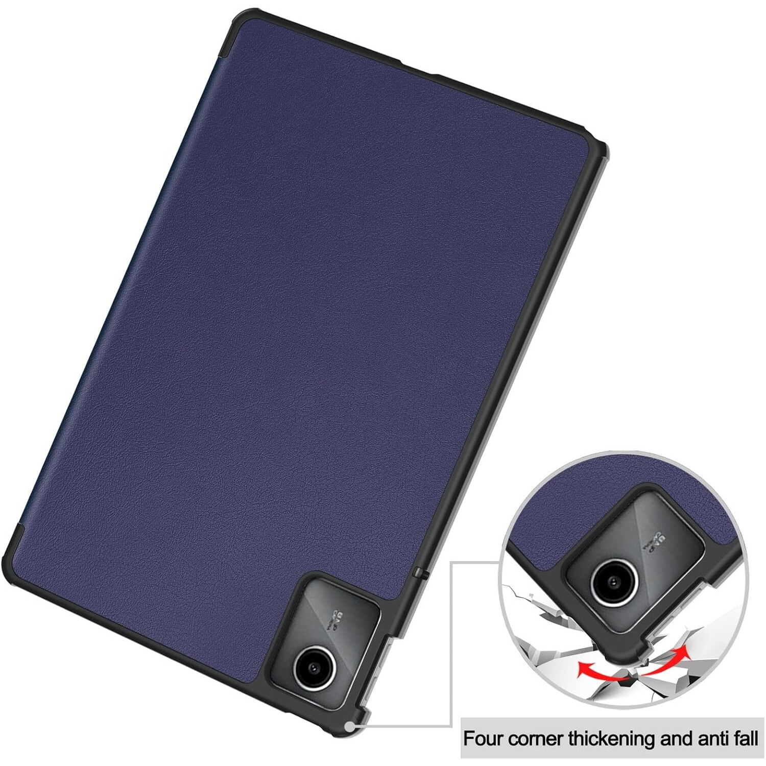 Husa pentru tableta Lenovo Tab M11, piele PU, Folio Slim Stand Tri-Fold Hard Case protejeaza tableta, functie Sleep/Wake, albastru marin