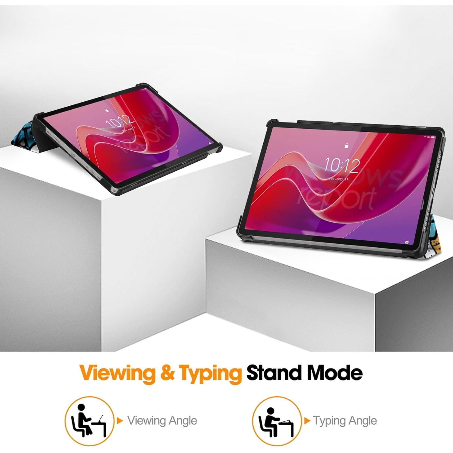 Husa pentru tableta Lenovo Tab M11, piele PU, Folio Slim Stand Tri-Fold Hard Case protejeaza tableta, functie Sleep/Wake, graffiti