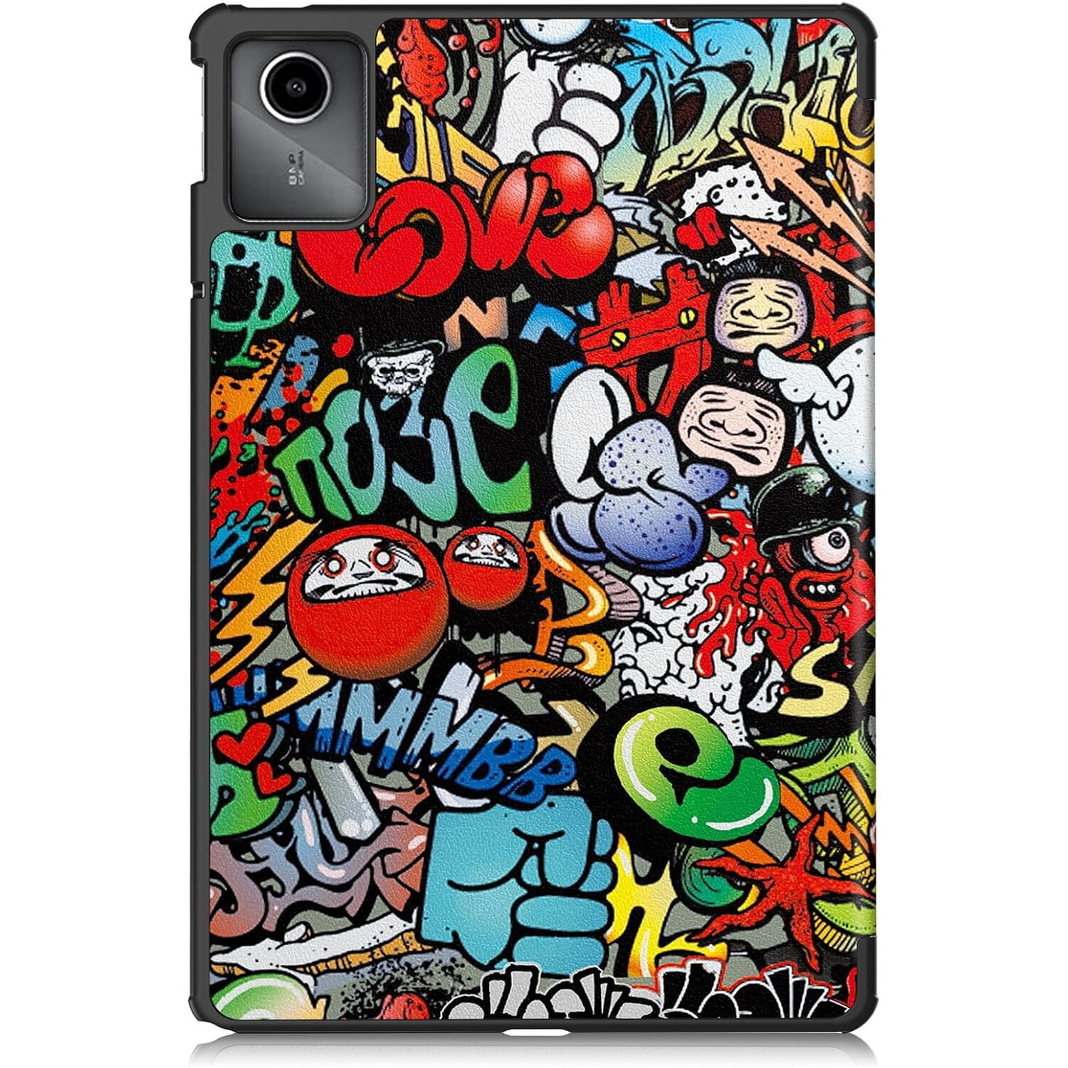 Husa pentru tableta Lenovo Tab M11, piele PU, Folio Slim Stand Tri-Fold Hard Case protejeaza tableta, functie Sleep/Wake, graffiti