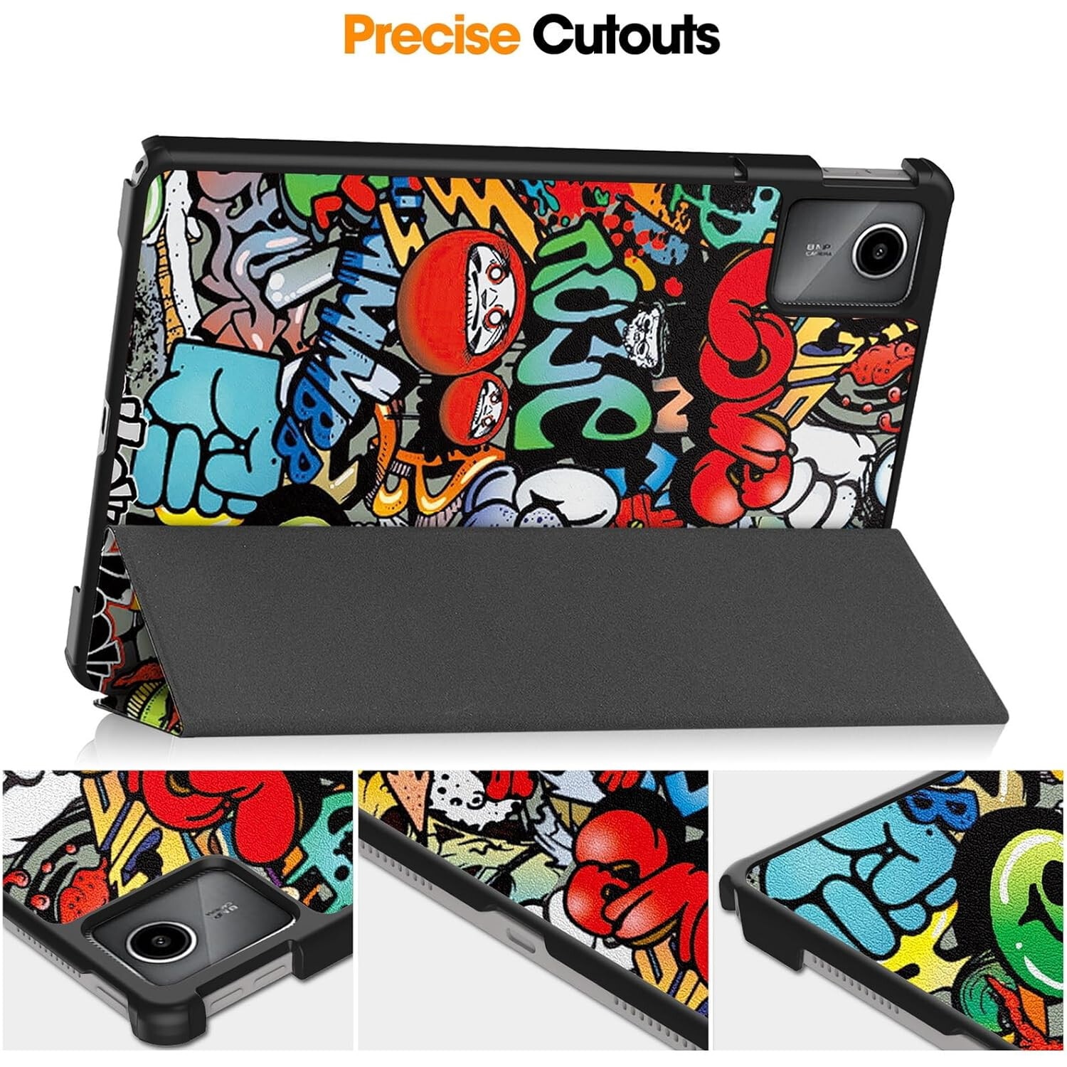 Husa pentru tableta Lenovo Tab M11, piele PU, Folio Slim Stand Tri-Fold Hard Case protejeaza tableta, functie Sleep/Wake, graffiti