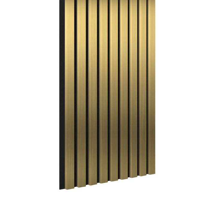 Set 2 bucati Riflaj decorativ MDF PREMIUM de tip Panou Acoustic, GOLD, 260x40 cm, 2.08 mp