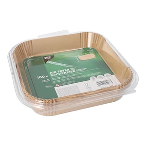 Hartie de copt pentru Air Fryer, set 100 de bucati, 23x23x4, 5 cm, maro