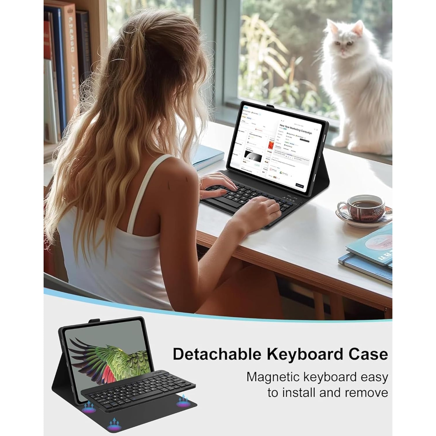 Case Roz Tastatura si mouse-ul tabletei, compatibile cu Lenovo Tab M10 Plus 3rd ...