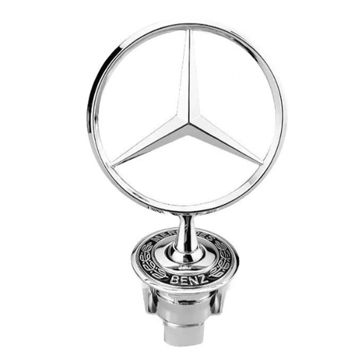 Rqiurpn autó motorháztető embléma, alumínium ötvözet, Mercedes-Benzhez, ezüst, 10x5cm