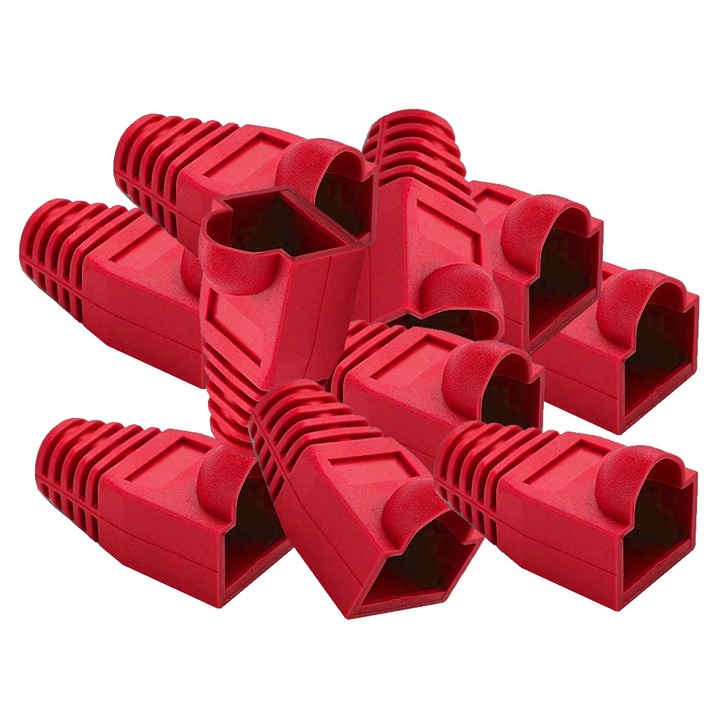 Set 10 bucati manson protectie mufa UTP RJ45, culoare rosu