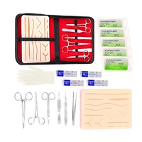 Set 19 Kit de antrenament pentru sutura chirurgicala, Rqiurpn, 6 Instrumente Chirurgicale, Covoras din Silicon, Multicolor, Portabil