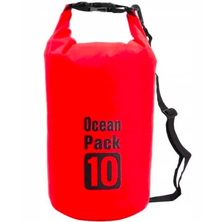 Táska, Ocean Pack, 10l, Vízálló, Piros, Szállításhoz, Strandra, PVC, Állítható pánttal, Méretek: 53 x 30 cm, Kiváló minőség, Nedvesség elleni védelem, UV-védelem