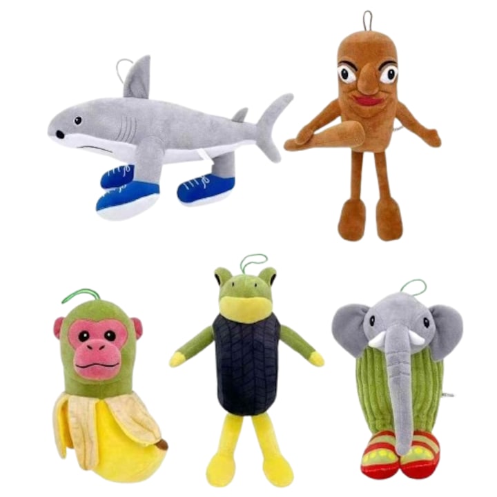 Комплект от 5 плюшени играчки VICTINY® Italian brainrot, Многоцветни, 25/38 см (LARILI LARILA, BONECA AMBALABU, TUNG TUNG TUNG SAHUR, CIMPAZINI BANANINI, TRALALERO TRALALA)