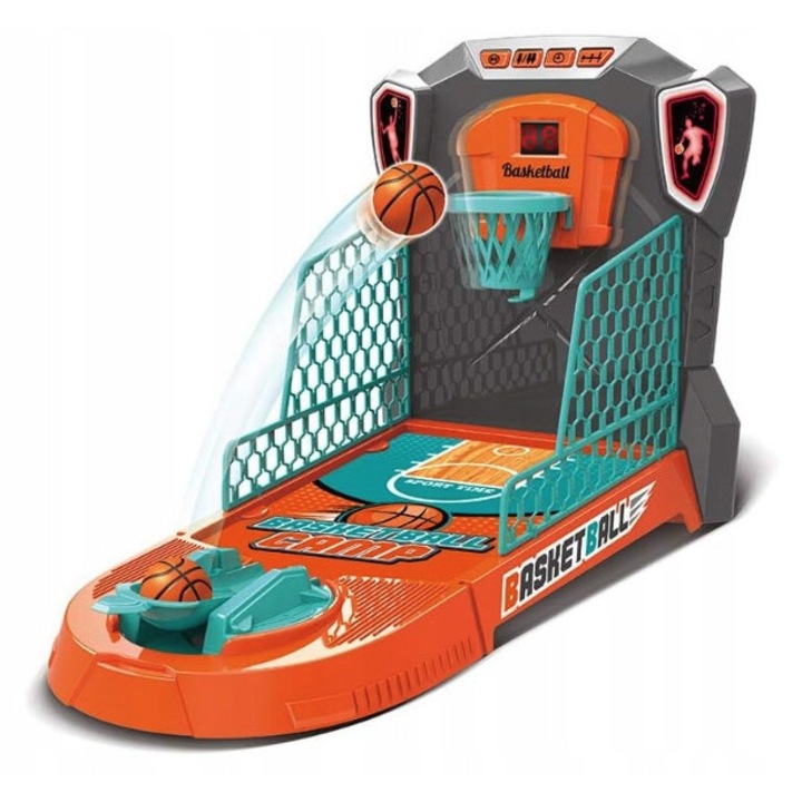 Joc de indemanare, fara, mini-baschet, 40 cm x 26 cm x 20 cm, 1-2 persoane, sunet, lumina, colorat, setul include: mini-minge, plastic, pentru copii peste 3 ani, cos mobil, dimensiuni ambalaj: 40 x 45 x 6 cm