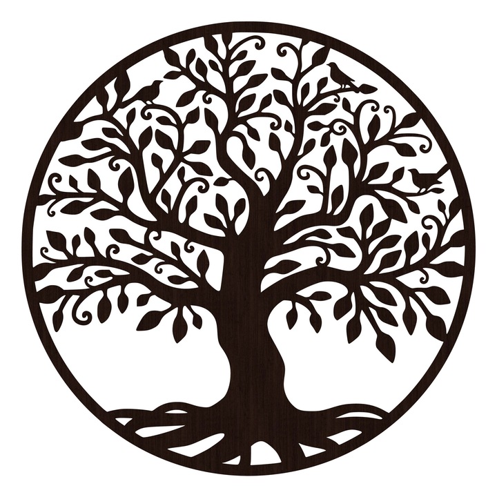 Дървена стенна декорация, Дърво на живота, 65 x 65 см, Венге
