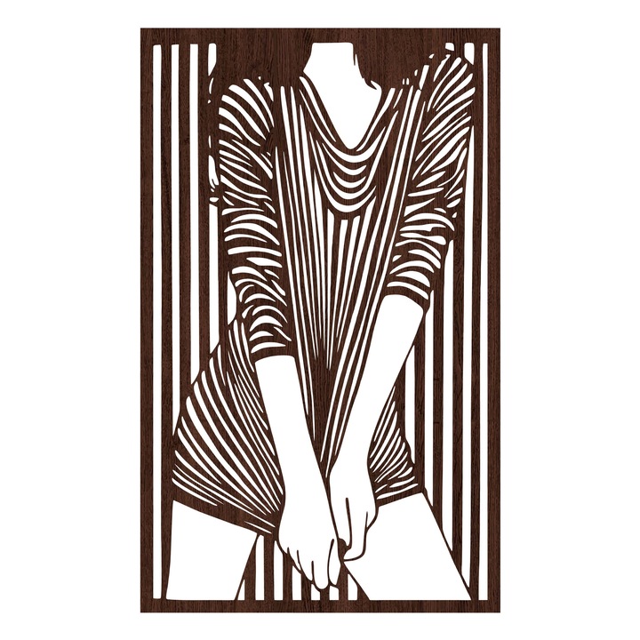 Decoratiune Perete Lemn, Silueta Feminina Moderna, 50 x 80 cm, Wenge