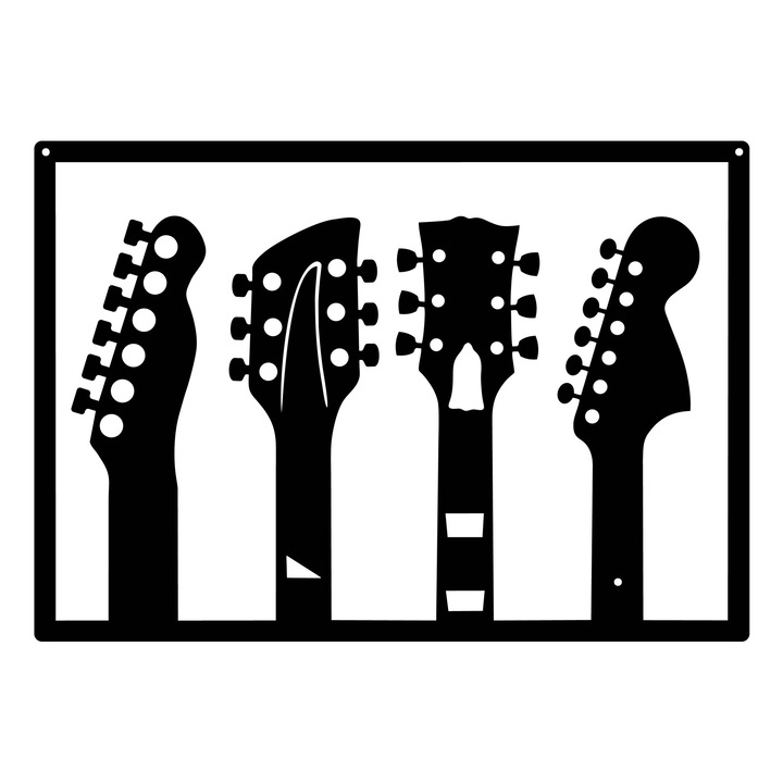 Decoratiune Perete Lemn, Cozi de Chitare, 80 x 56 cm, Negru