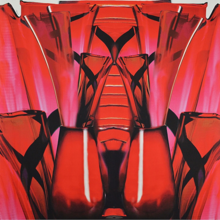 Matase naturala voal imprimeu abstract Roberto Cavalli Panel 140x140 cm
