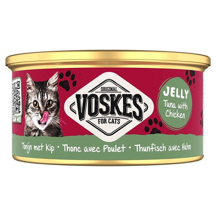 Voskes Zselés Tonhal Csirkével - tonhal csirkével zselében, nedves macskaeledel 85g