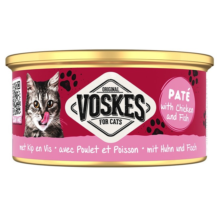 Voskes Paté Nedves Étel Csirkével és Hallal - paszta csirkével és hallal macskáknak 85g