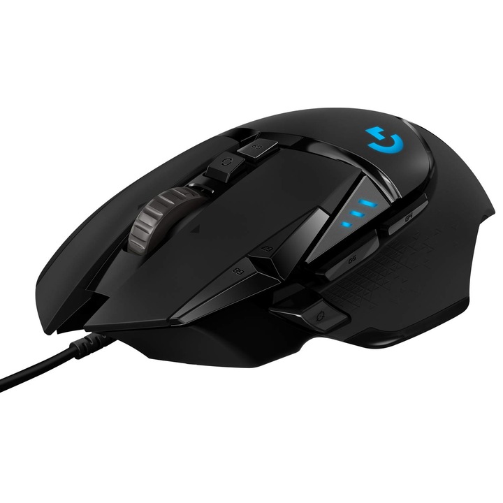 Mouse De Gaming Logitech G502 Hero De Inalta Performanta Cu Senzor Optic Hero 25K Dpi, Iluminare Rgb, Reglare A Greutatii, 11 Butoane Programabile, Profiluri De Joc Personalizabile, Pc/Mac - Negru