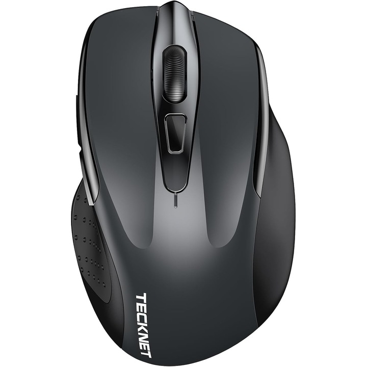 Tecknet Bluetooth egér, újratölthető vezeték nélküli egér (három üzemmód: Bt 5.0/3.0 + 2.4G), 4800 Dpi, ergonomikus és csendes vezeték nélküli egér laptopokhoz, Mac OS, Android, Windows, szürke