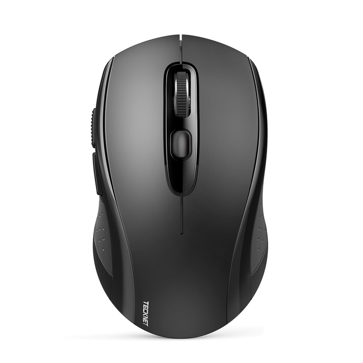 Tecknet vezeték nélküli egér, Bluetooth vezeték nélküli egér (három üzemmódú: Bt 5.0/3.0+2.4G), ergonomikus hordozható Bluetooth egér laptophoz, PC-hez, Mac OS-hez, Androidhoz, Windowshoz, fekete