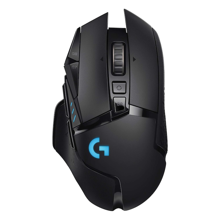 Logitech G502 Lightspeed vezeték nélküli gamer egér 25K DPI Hero érzékelővel, vezeték nélküli csatlakozással, USB porttal, RGB világítással, súlybeállítással, Powerplay kompatibilis, PC/Mac - fekete