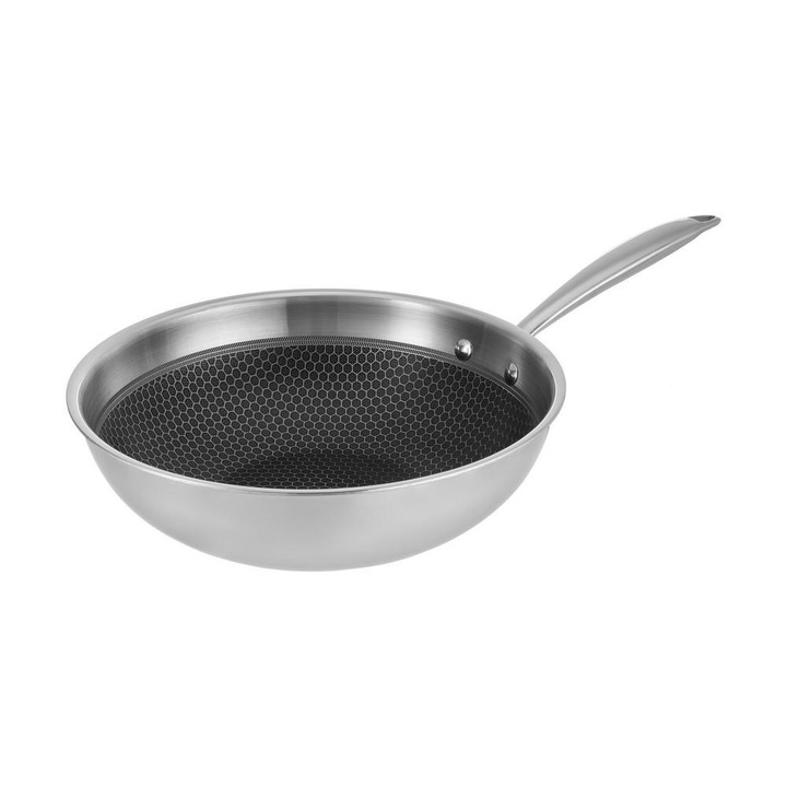 Tigaie WOK, Resto, 28 cm, Argintiu / Negru