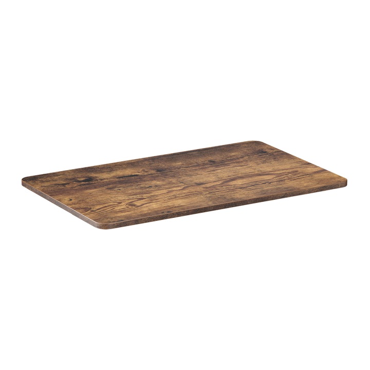 Blat Birou 100x60 cm, 25 mm Grosime, Colturi Drepte, PAL Melaminat StableDesk pe amble parti, Maro Inchis (Rustic), Rezistent, Pentru Birou Reglabil, Masa, Statie de Lucru, Home Office