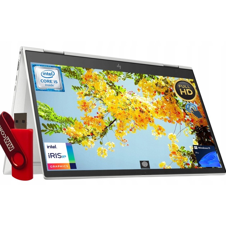 HP EliteBook x360 830 G8 laptop, i5, 16 GB, 256 GB SSD, Full HD, IPS, üzleti használatra.