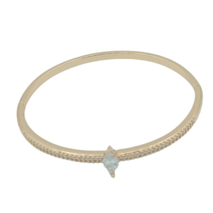 Bratara fixa eleganta din Cupru placat cu aur 18k cu pietre de Zirconiu Aniela diametru 6 cm