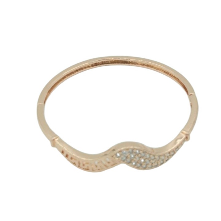 Bratara fixa eleganta din Cupru placat cu aur 18k cu pietre de Zirconiu Celestine diametru 5 cm