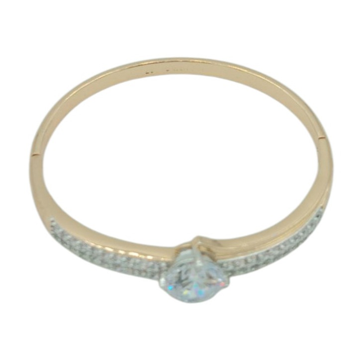 Bratara fixa eleganta din Cupru placat cu aur 24k cu pietre de Zirconiu Cerise diametru 5,5 cm