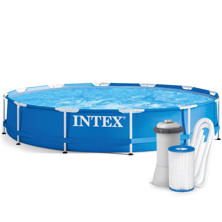 Басейн с метална рамка Intex, 366×76 см, 6500 литра, с филтърна помпа