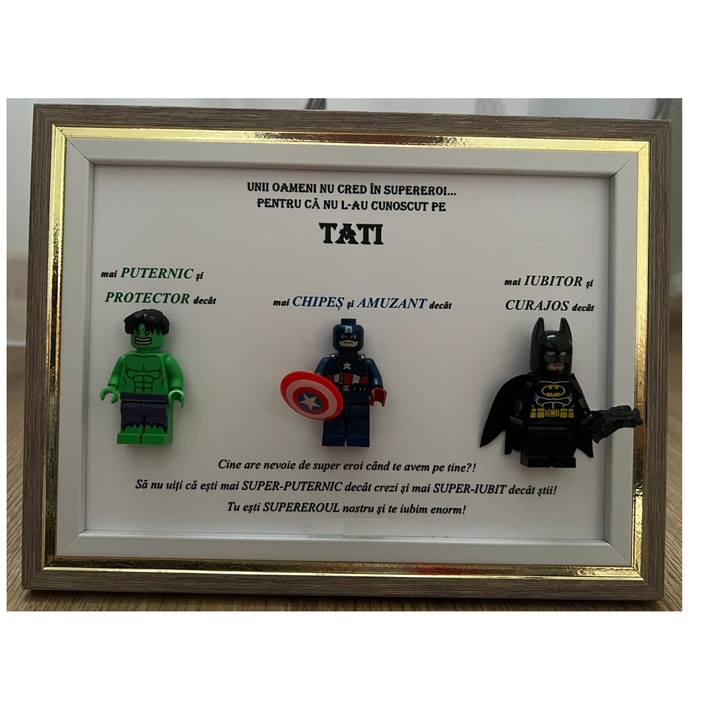 Tablou Tata 3 SuperEroi, 13x18 cm