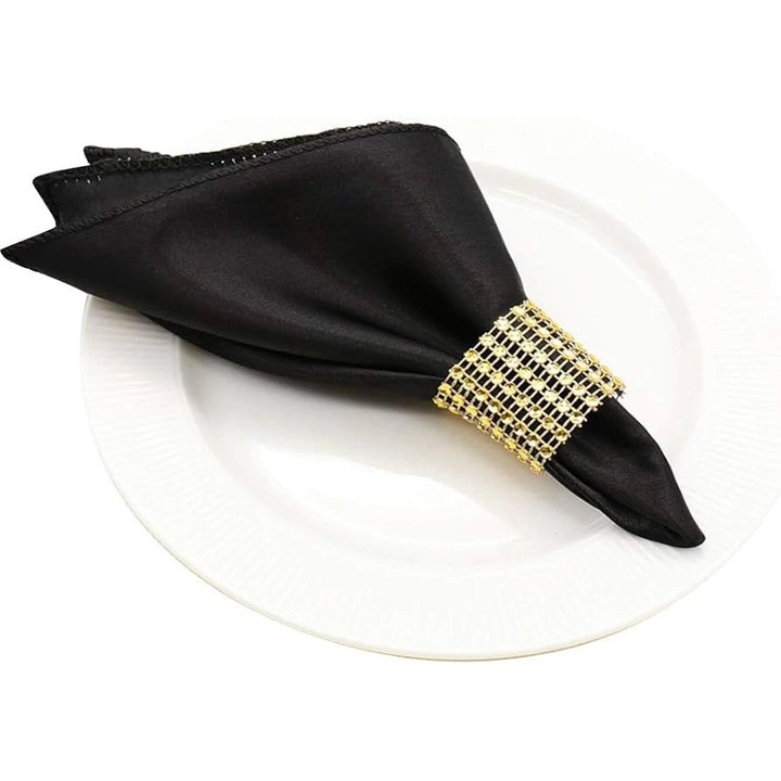 Set 10 Servetele masa Kotonia Home Hotel, blackout, dimensiunea 45x45 cm, negru, 100% Poliester