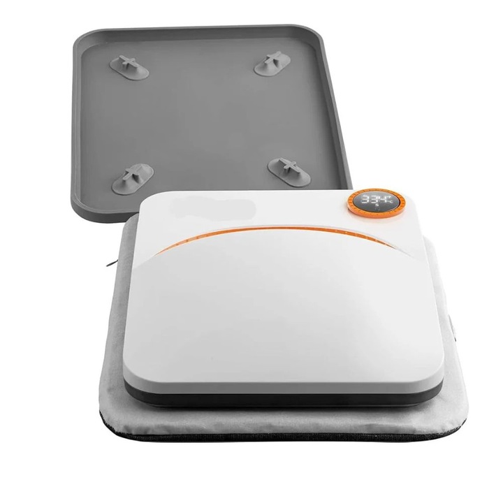 Masina de presa la cald, 9x9 cm, portabila, multifunctionala, sublimare, portocalie