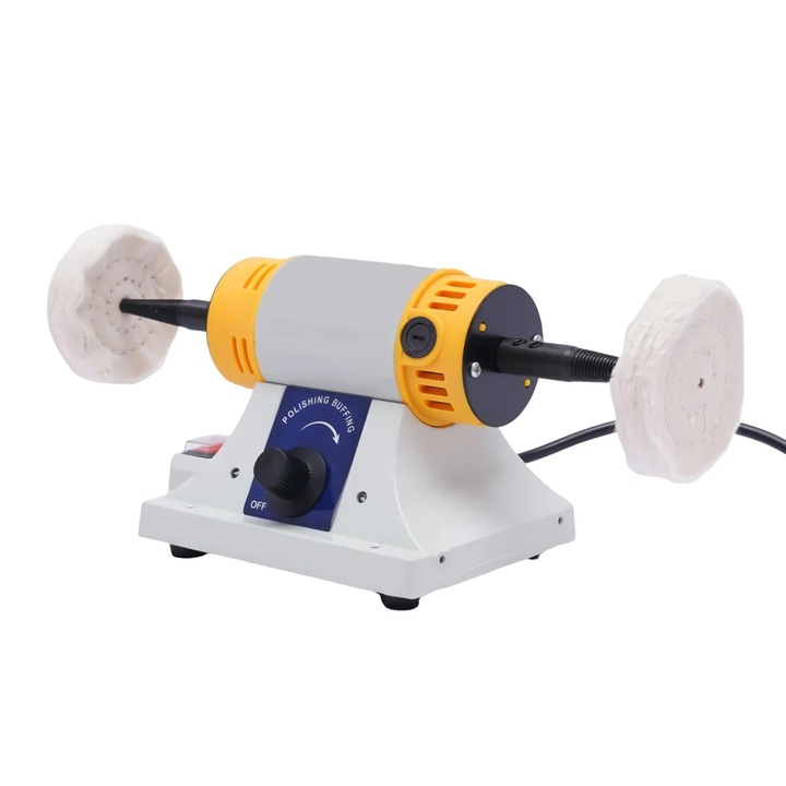 OEM Ékszer polírozó gép, 10000 RPM, 200 W, dupla kerék, EU csatlakozó, fehér