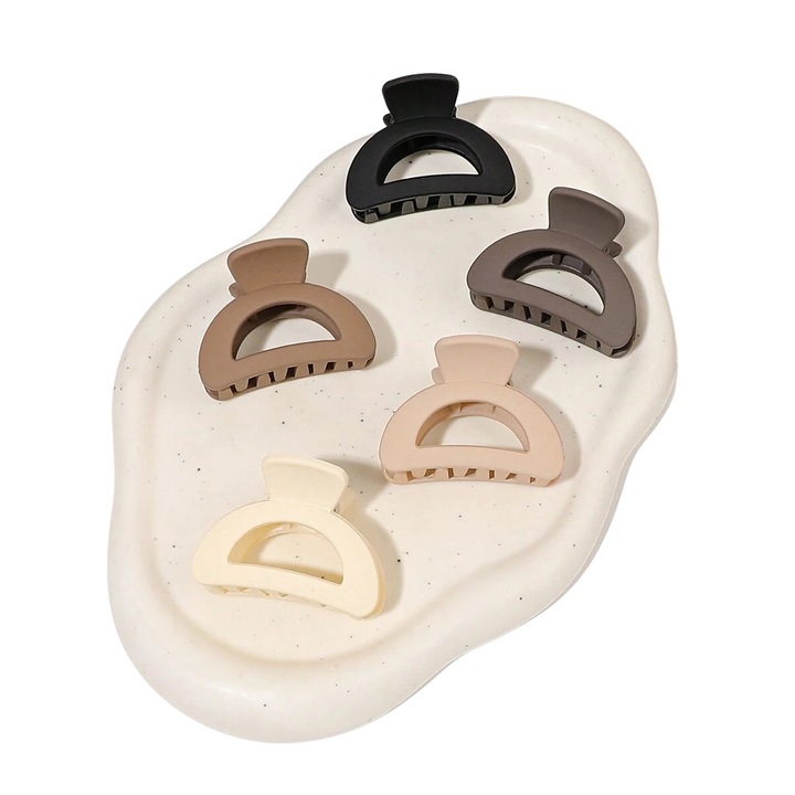 Set 5 mini clame, in forma D, multicolor, 3 x 4.5cm