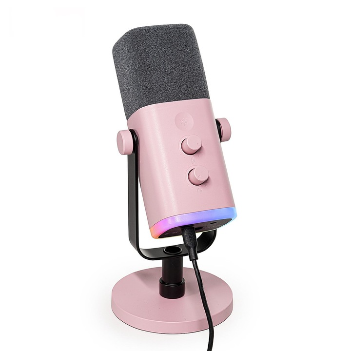 Fifine dinamikus mikrofon streameléshez, XLR-USB, némító gombbal, fekete